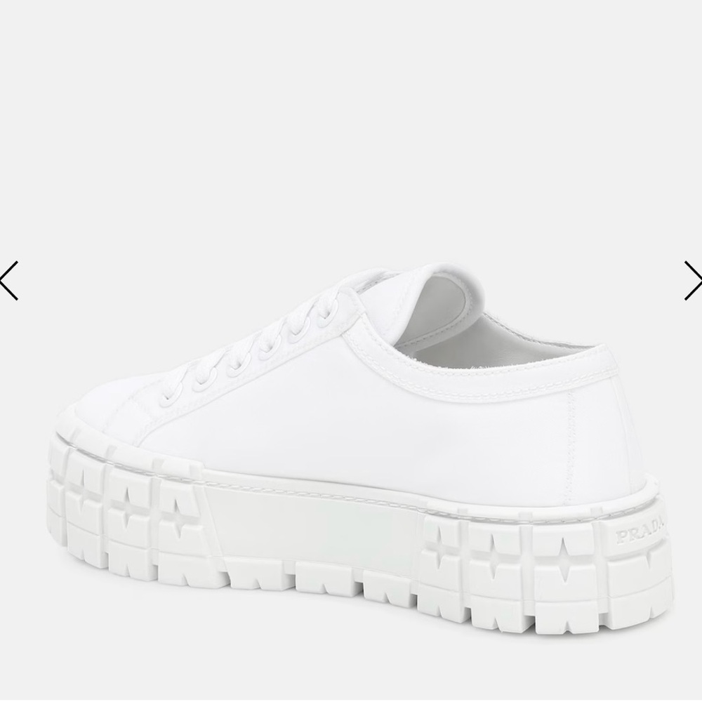 Prada Women's White Double Wheel Platform Sneaker - Picture 4 of 13